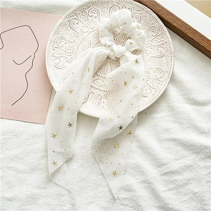 Santa Claus Bows Hair Scrunchies Long Ribbon Ponytail Scarf  Hair Tie Women Girls Elastic Hair Bands Christmas Hair Accessories