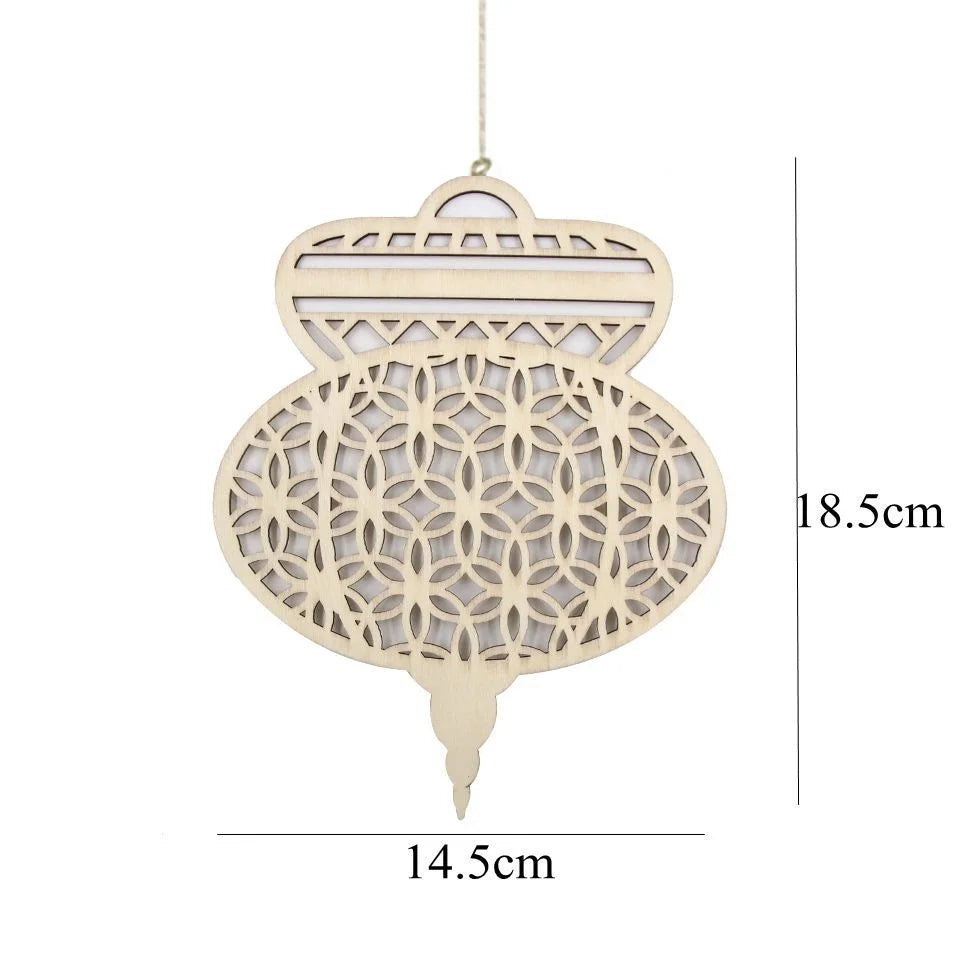 Eid Ramadan Wooden Hanging Ornaments for Ramadan Kareem DIY Wreath Supplies Islam Party Metal Ring Wreath Party Decorations