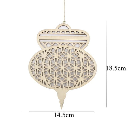 Eid Ramadan Wooden Hanging Ornaments for Ramadan Kareem DIY Wreath Supplies Islam Party Metal Ring Wreath Party Decorations