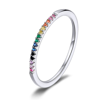 WOSTU Simple Rings 100% 925 Sterling Silver Shimmering Wish Stackable Ring for Women Wedding