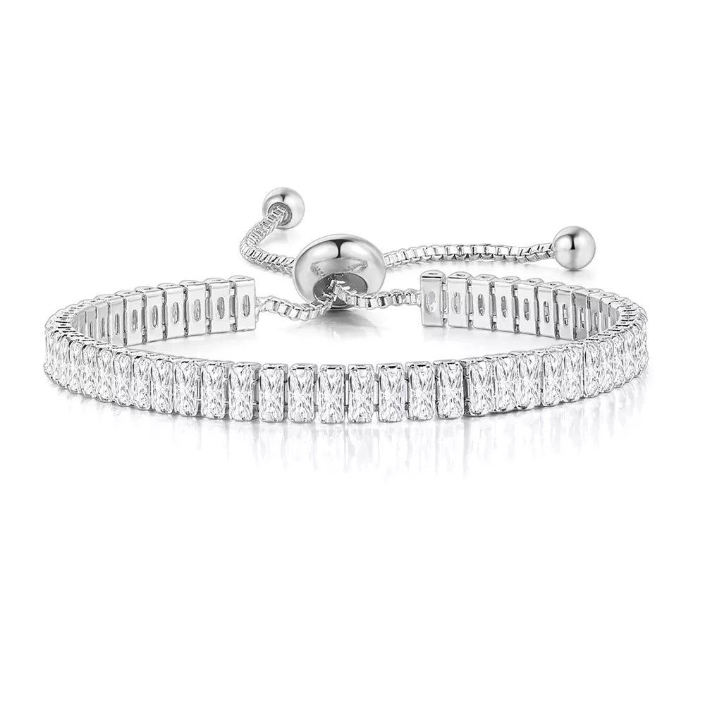 ZHOUYANG Tennis Bracelet for Woman Trendy Simple Adjustable Rose White Gold Color Bracelets Fashion Jewelry DZH009