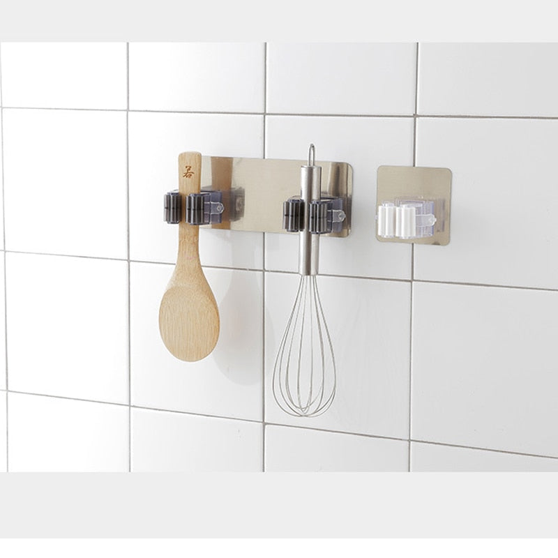 Wall Mounted Mop Organizer Holder Rack Self Sticking Brush Broom Hanger Hook Kitchen Bathroom Mops Storage Racks Drop 1pc Strong