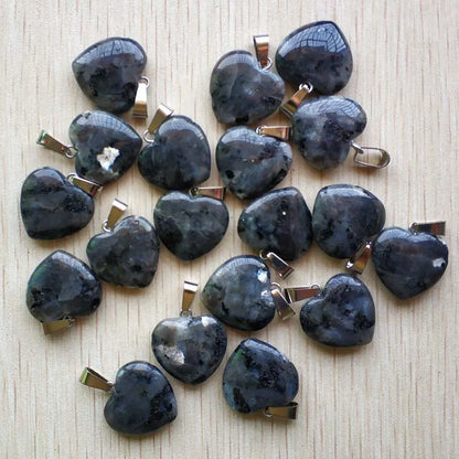 50pcs/Lot 2022 Assorted Heart Natural Stone Charms Pendants for Jewelry Making Good Quality 20mm
