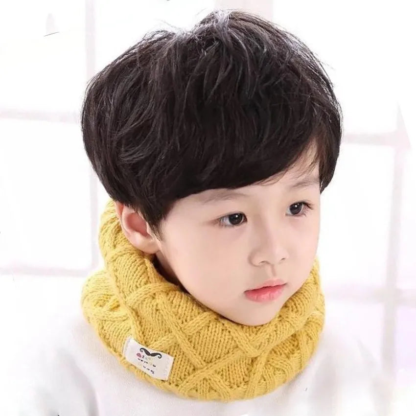 JAMONT Cute Cotton Winter Baby Neck Ring Scarf LICs Children's Girls Boys Knitted Wool O-Scarves for Kids Solid Warm Snood Braga