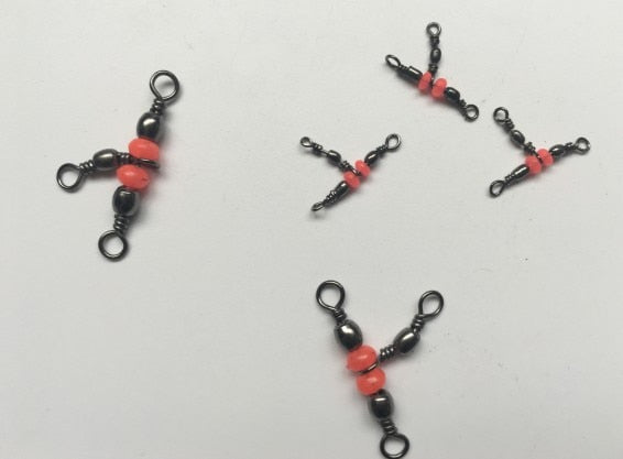 Rompin 20Pcs/Lot 3 Way Fishing Rolling Brass Barrel Triple Swivels Bearing Connector Solid Ring Fishing Fishing Tackle Accessory