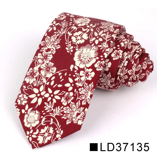 New Floral Tie for Men Women Skinny Cotton Neck Tie for Wedding Casual Mens Neckties Classic Suits Flower Print Neck Ties Cravat