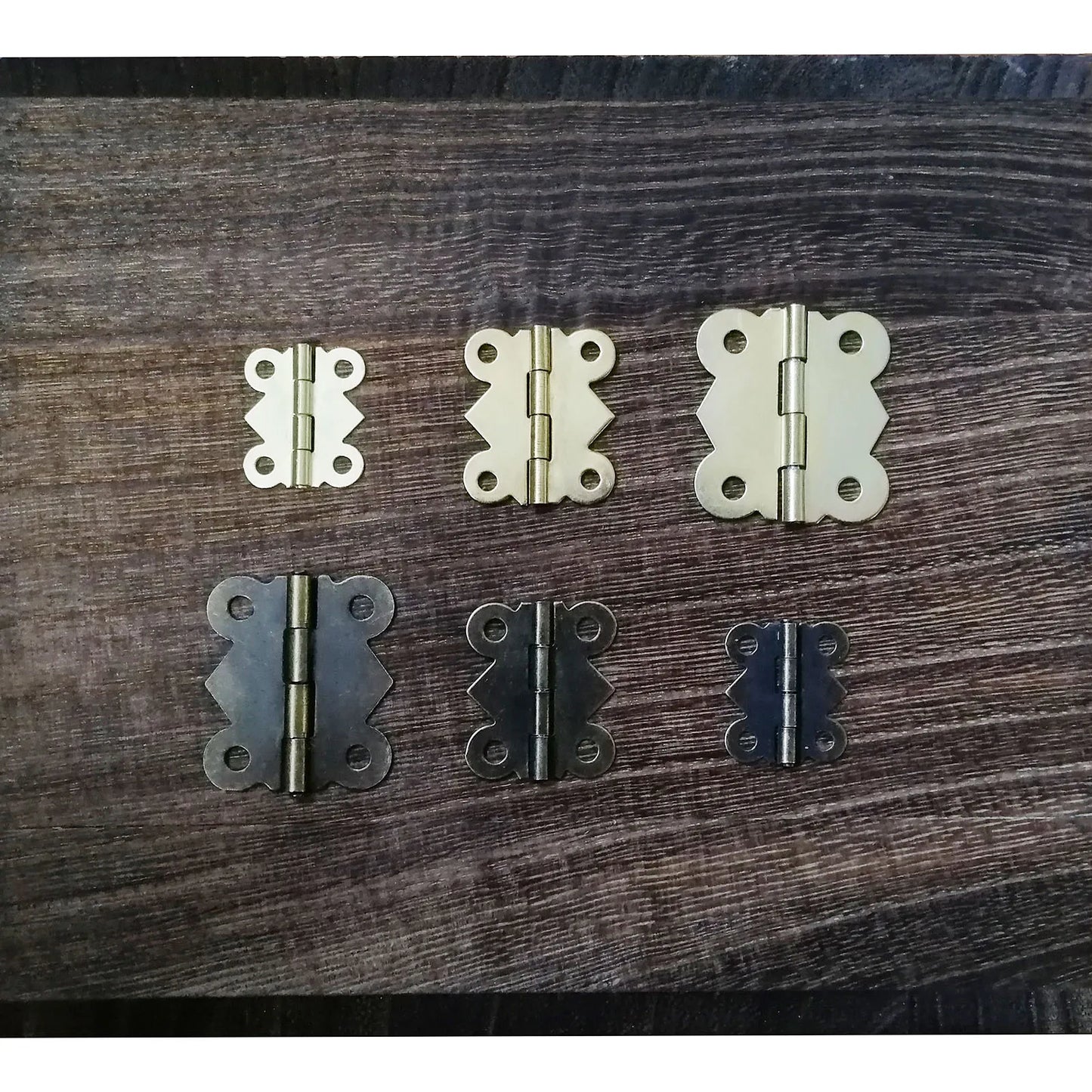 12pcs Mini Butterfly Shape Jewelry Chest Wooden Box Case Furniture Dollhouse Door Hinge With Screw 17x20 20x25 25x30mm