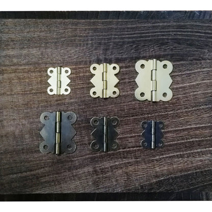 12pcs Mini Butterfly Shape Jewelry Chest Wooden Box Case Furniture Dollhouse Door Hinge With Screw 17x20 20x25 25x30mm
