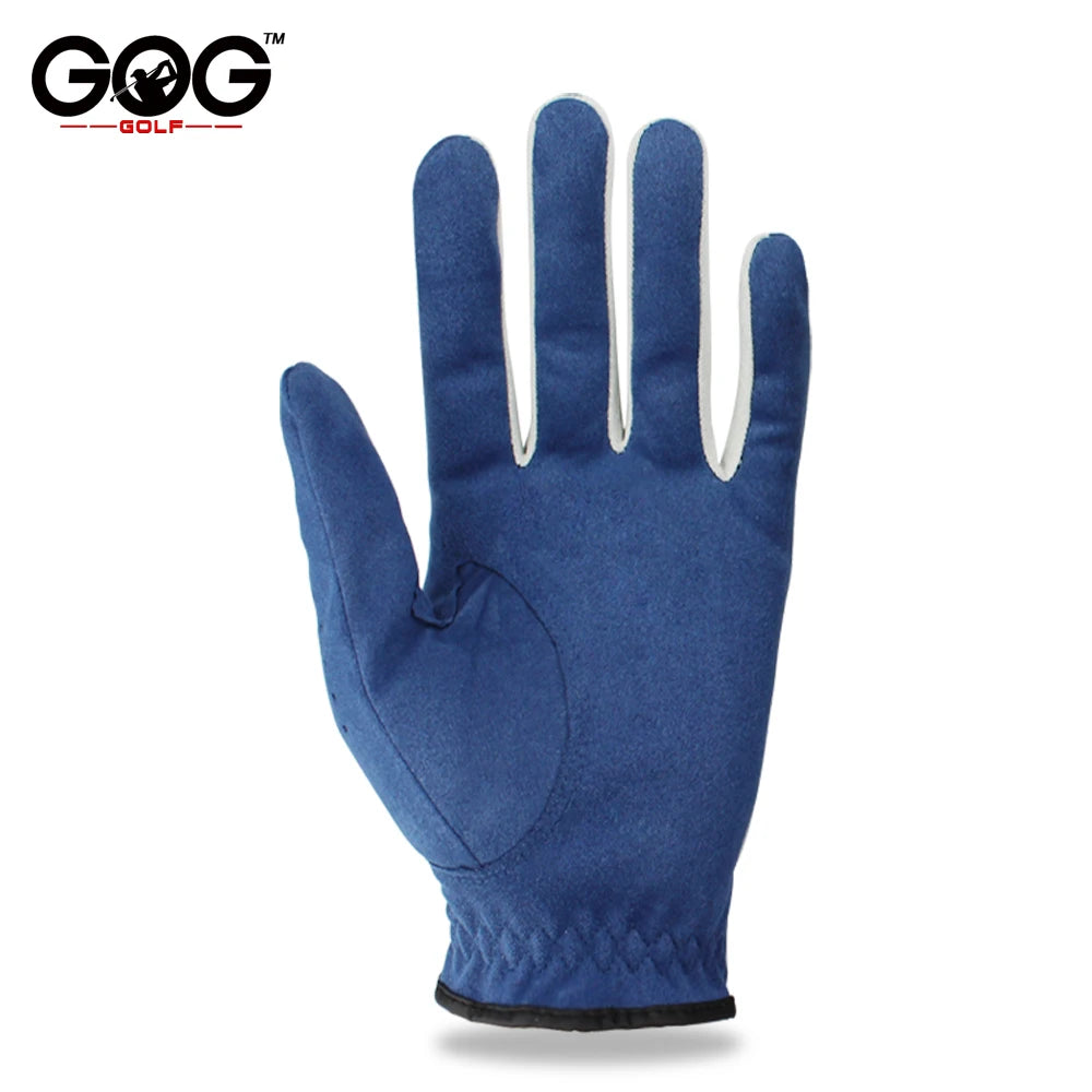 Pack 1 Pcs Mens Golf Glove Breathable Blue Micro Soft Fabric Left/Right LH RH Hand Non-Slip Gloves for Men