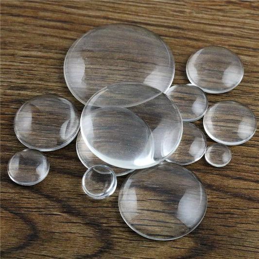 6mm 8mm 10mm 12mm 14mm 16mm 18mm 20mm 25mm 30mm 35mm Round Flat Back Clear Glass Cabochon