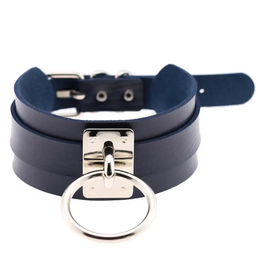 KMVEXO New Fashion Harajuku Handmade Choker Punk Leather Collar Necklace Silver Color Metal O-Round Torques Party Jewelry