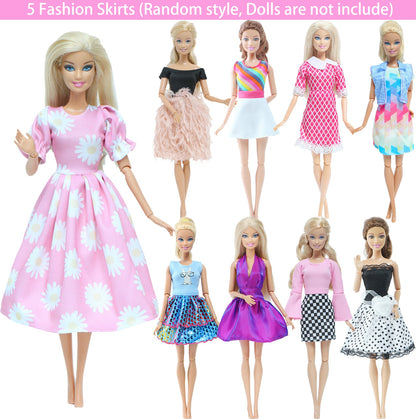 Random Mix Style Doll Accessories High Heels Shoes Swimsuit Wedding Party Gown Mini Dress Clothes for Barbie Doll Baby Toys