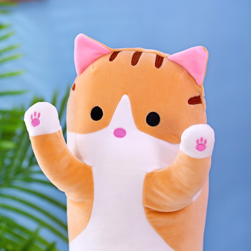 Big Animal Cat Plush Toys Cute Creative Long Soft Toys Office Lunch Break Nap Sleeping Pillow Cushion Stuffed Doll for Kids