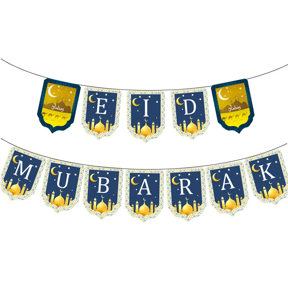 Eid Mubarak Candle Holder 2023 Ramadan Kareem Banner Ramadan Decoration for Home Islamic Muslim Party Decor Eid Al Adha