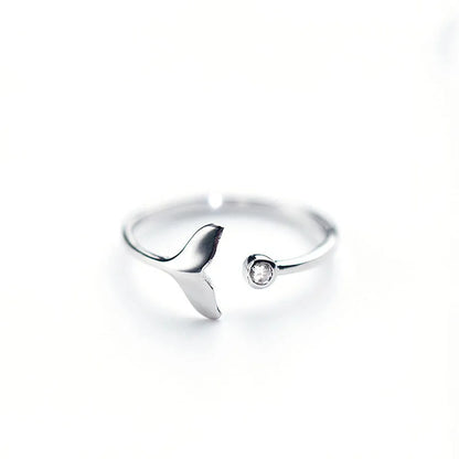 Whale Tail Silver Plated Ring Women Mermaid Tail Rings for Girls Silver Color Mermaid Tear Jewelry Femme