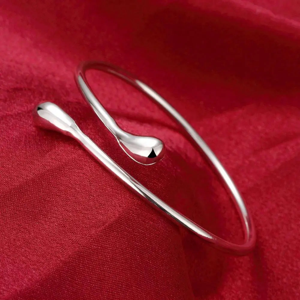 Andara 925 Sterling Silver Round Heart Open Bracelet for Women Jewelry Cuff Bangles