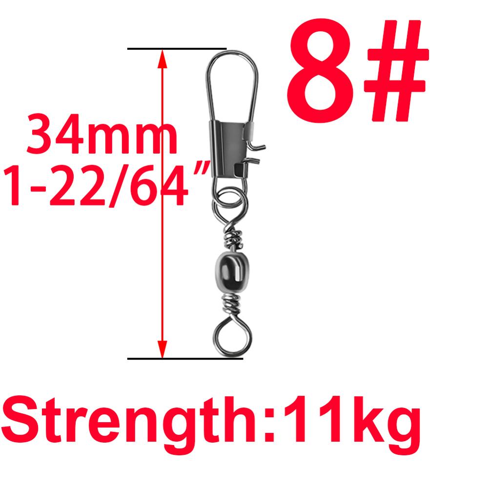 50pcs 14# to 3/0# Swivels Interlock Snap Fishing Lure Tackles Gear Accessories Connector Swivels Pin Bearing Rolling Solid Tool