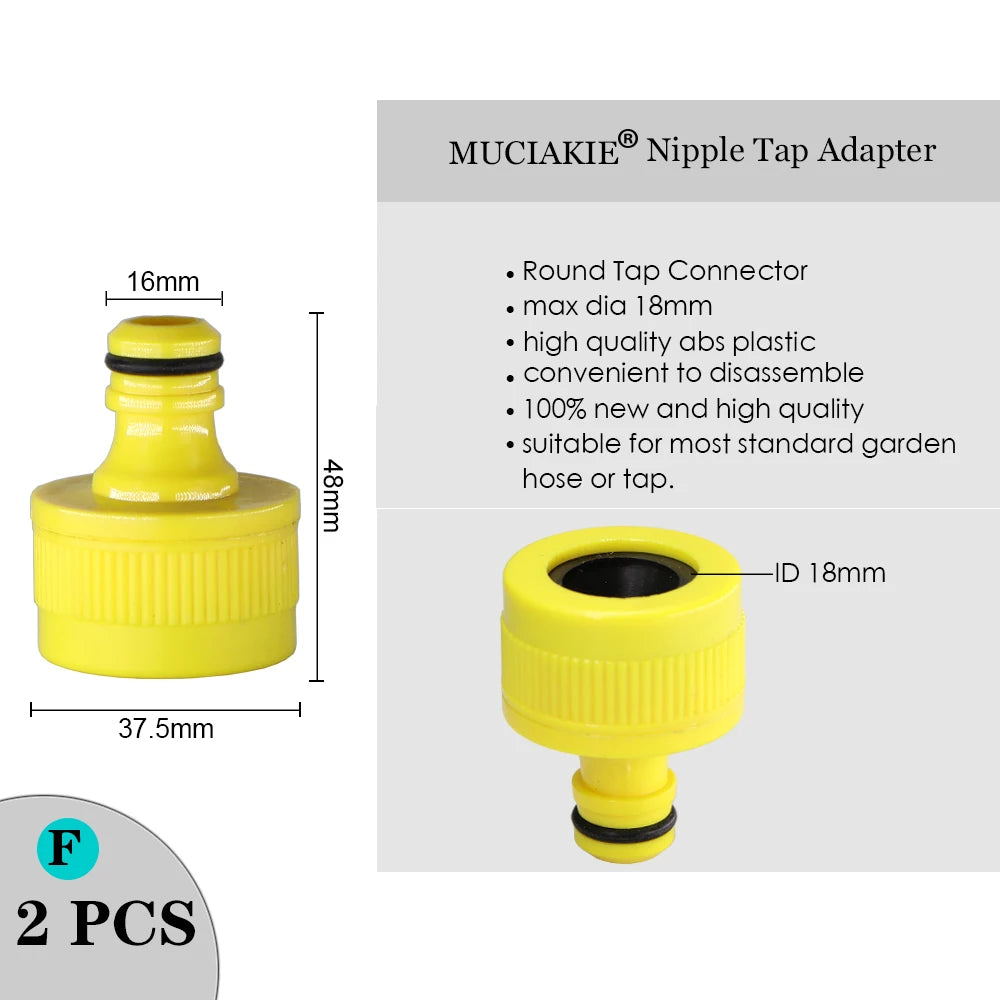MUCIAKIE Variety Style Garden Tap 1/2" 3/4" Male Female Thread Nipple Joint 1/4" Hose Quick Connector Irrigation Water Splitters