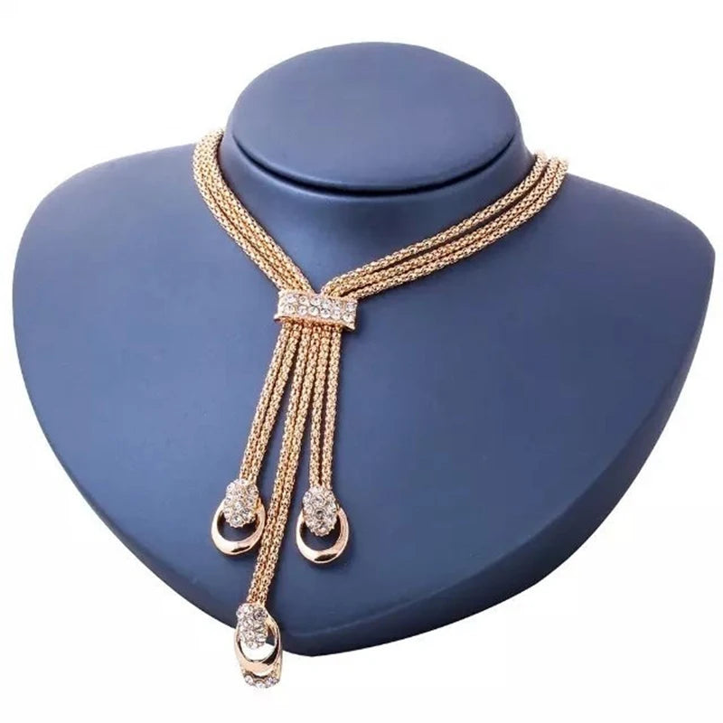 4Pcs/Set Delicate Trendy Office Crystal Necklace Bracelet Ring Earrings Set Fashion Jewelry Women Bijoux De Mariage Dubai
