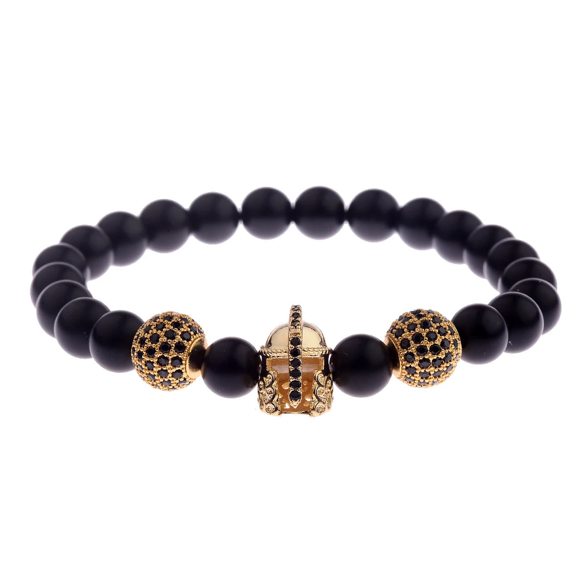 DOUVEI Round Black CZ Zircon Pave Lava Weaving Bracelet Men Beads Weaving Bracelet Homme Adjustable ABL005