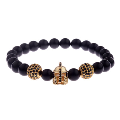 DOUVEI Round Black CZ Zircon Pave Lava Weaving Bracelet Men Beads Weaving Bracelet Homme Adjustable ABL005