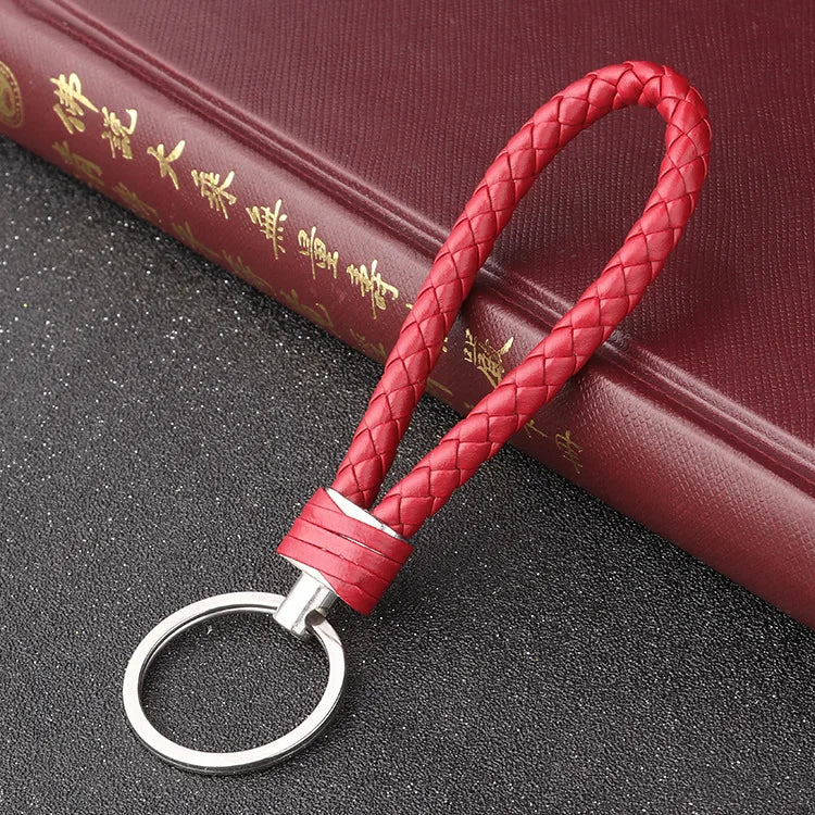 Handmade Knitted Rope Making Leather Rope Keychain for Women Men Rope for Hanging Bags Key Chain Porte Clef Chaveiro Keychains
