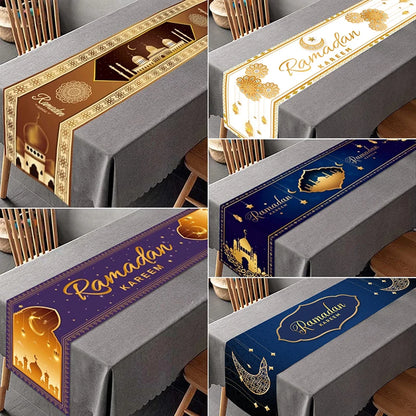 Ramadan Decoration Table Runner EID Mubarak Decor for Home Tablecloth Ramadan Kareem Islamic Muslim Party Eid Al Adha