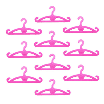 10 Pcs/Lot Dolls Accessories Mini Pink Purple Grey Wardrobe Dollhouse Dress Clothes Plastic Hangers for Barbie Doll Kid Toy