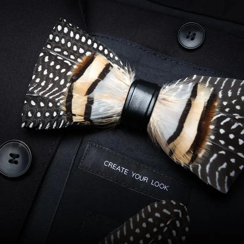 RBOCOTT Feather Bow Ties Men's Luxury Bowtie With Box Fashion Peacock Feather Bow Ties for Men Business Party Wedding