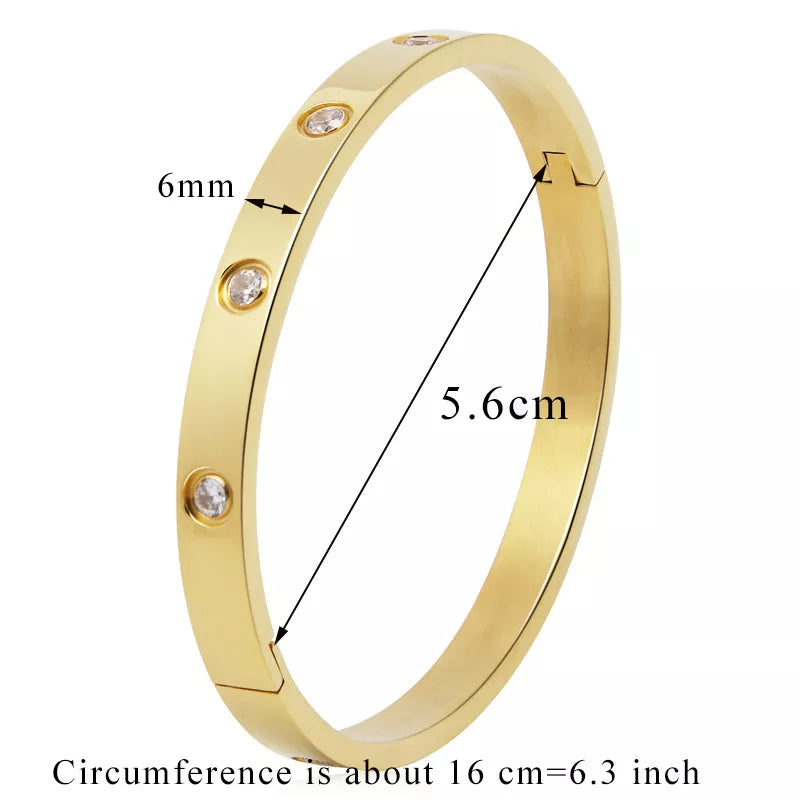 Beautiful Lovers Bracelets Woman Bracelets Stainless Steel Bangles and Bangles Cubic Zirconia Golden Woman Jewelry