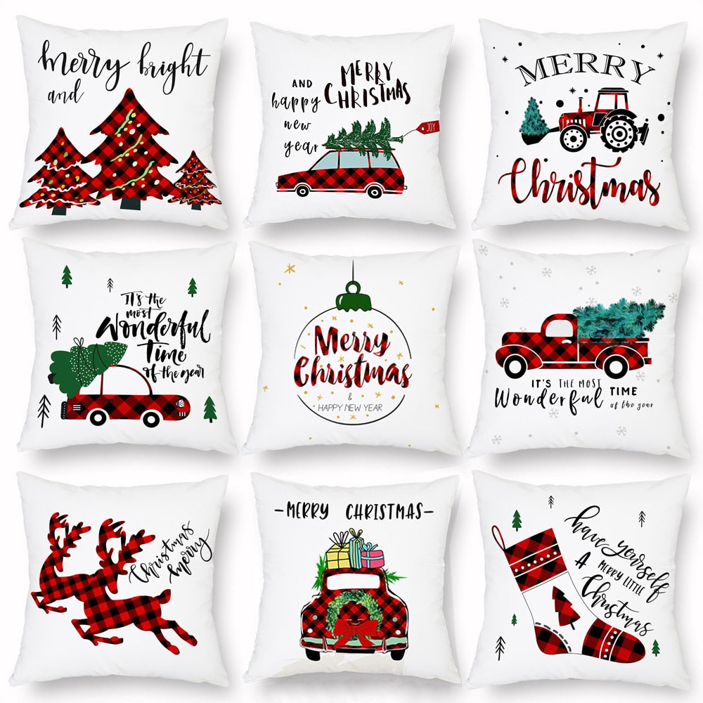 Christmas Cushion Cover Merry Christmas Decoration for Home Christmas Ornament Pillow Case Xmas Navidad New Year