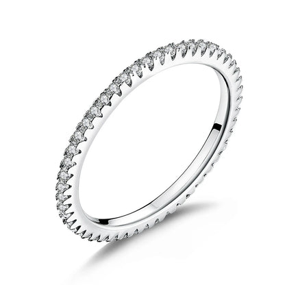 WOSTU Simple Rings 100% 925 Sterling Silver Shimmering Wish Stackable Ring for Women Wedding