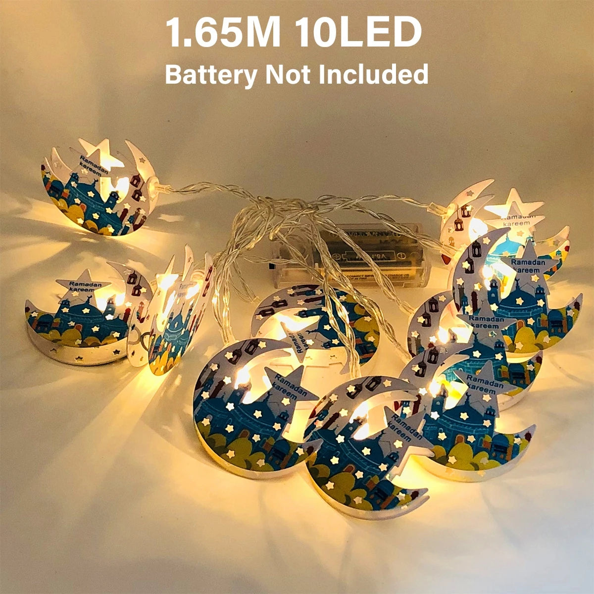 1.6M Moon Star Led Light String Eid Mubarak Decor Ramadan Decor for Home Muslim Islamic Decor Hajj Ramadan Kareem Eid Al Adha