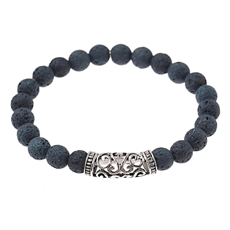 DUOVEI 2 Pcs/Set Natural Stone Beads Men's Dragon Bracelet Set Lava Stone Beaded Bracelets for Women Bileklik Pulseras Hombre