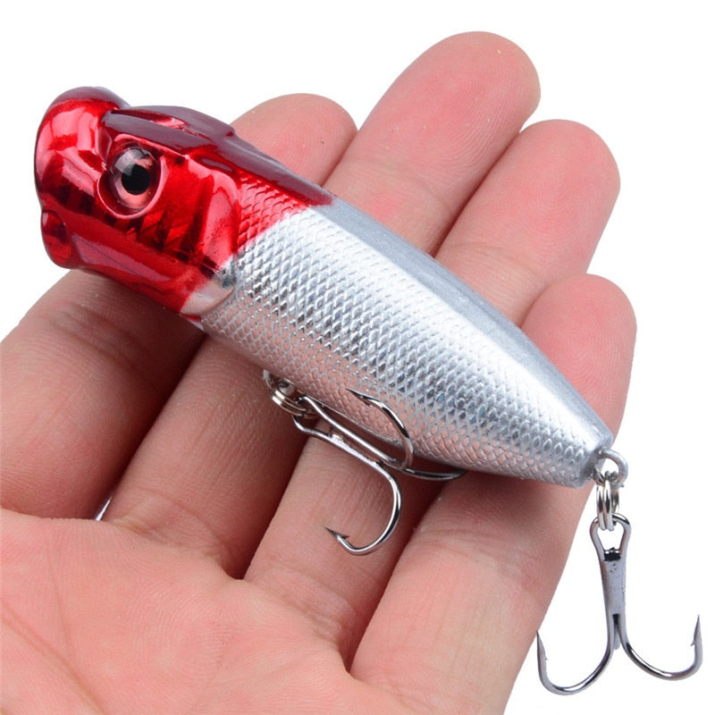 Hot 1pcs Fishing Lures 6.5cm/12g Topwater Popper Bait 5 Color Hard Bait Artificial Wobblers Plastic Fishing Tackle With 6# Hooks