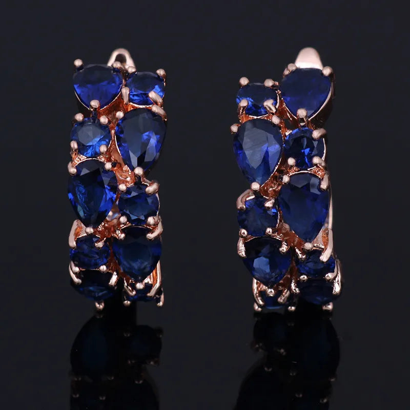 LXOEN 2022 Classic Semi-Precious Stone Stud Earrings for Women Silver Color Round Studs Ear Jewelry Brinco Bijoux