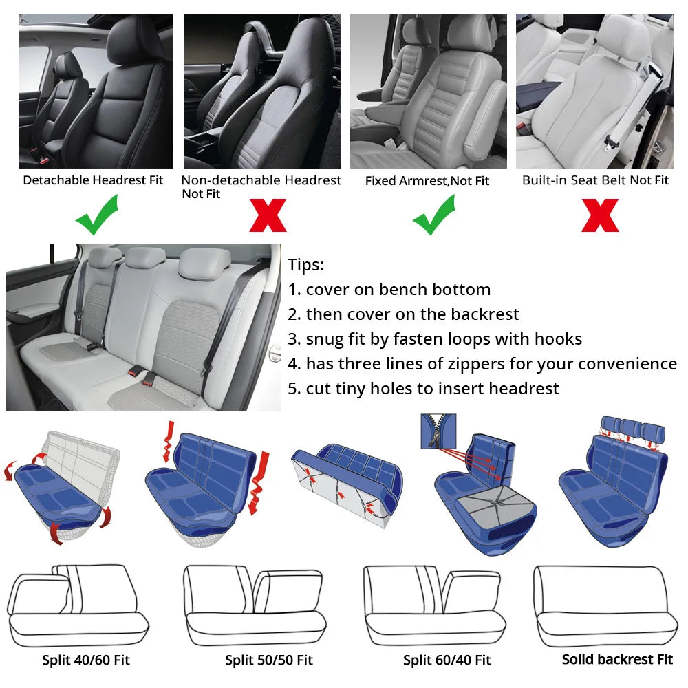AUTOYOUTH Car Seat Covers Full Set Car Seat Protector Auto Seat Covers Polyester Fabric Universal Fits Most Cars Covers Orange