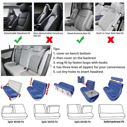 AUTOYOUTH Car Seat Covers Full Set Car Seat Protector Auto Seat Covers Polyester Fabric Universal Fits Most Cars Covers Orange