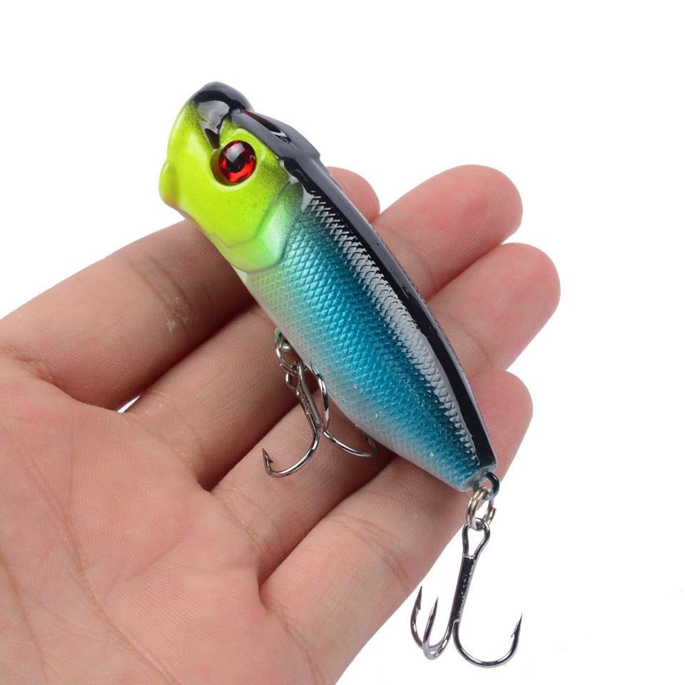 Hot 1pcs Fishing Lures 6.5cm/12g Topwater Popper Bait 5 Color Hard Bait Artificial Wobblers Plastic Fishing Tackle With 6# Hooks