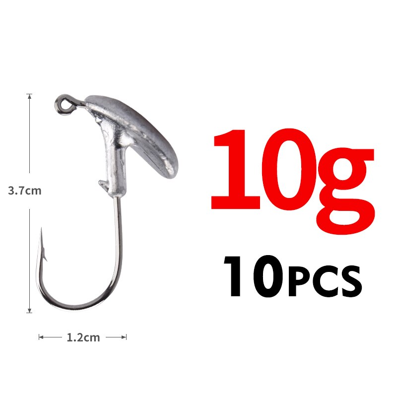 MEREDITH 10PCS Blood Slot Jig Head Tumbler Head Fishing Hook 3.5g 5g 7g 10g 14g for Soft Lure Carbon Steel