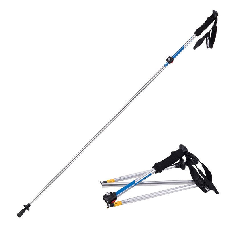Naturehike 1Pcs Lightweight Five Section Fold Walking Stick Ultra Light 7075 Sponge Handle Professional Lock Trekking Pole NH15A