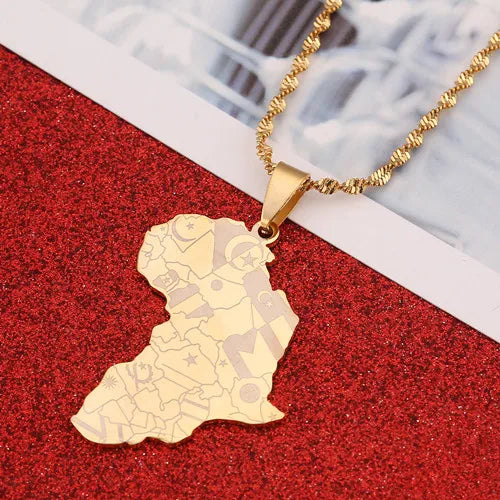 Africa Map Pendant Necklaces Heart African of Maps Jewelry Charms Gold Color Heart Map