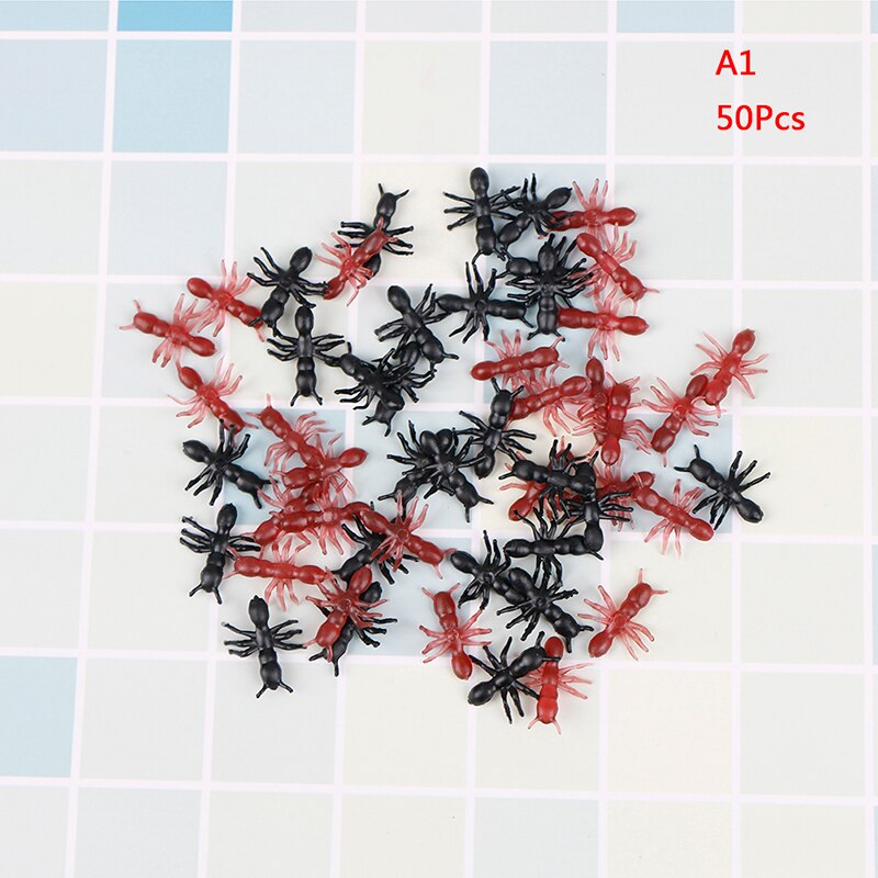 50/100/200Pcs Novelty Simulation Ants Halloween Stimulating Plastic Realistic Ants Pranks Joking Toys