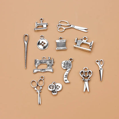 12pcs/Lot Mixed Alloy Charms Antique Silver Color Scissors Pendants Jewelry Findings for DIY Handmade Jewelry Making