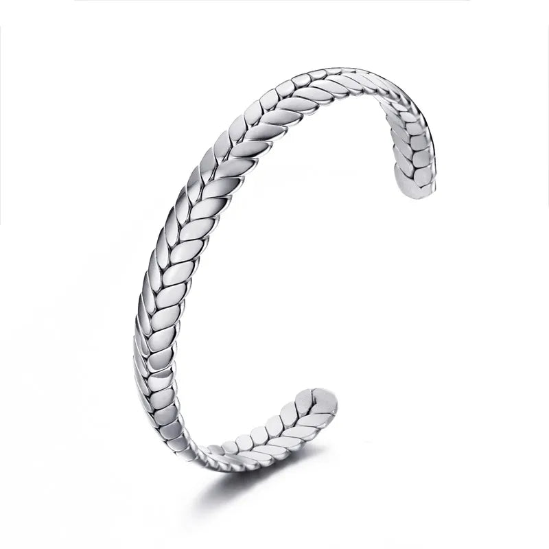 Men's Bracelet,Old Oxidized Gray Braided Cuff Bracelets,Stainless Steel Industrial Style Braslet Bangle, Vintage Jewelry