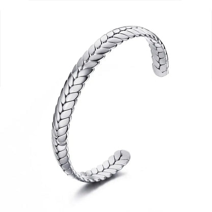 Men's Bracelet,Old Oxidized Gray Braided Cuff Bracelets,Stainless Steel Industrial Style Braslet Bangle, Vintage Jewelry