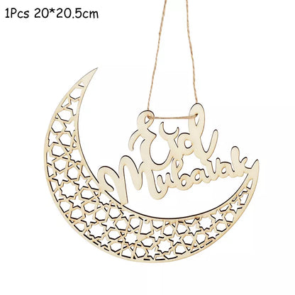 Wooden EID Mubarak Decoration Ramadan Mubarak Ornaments Islamic Muslim Pendant Eid Al Adha Party Supplies Ramadan Kareem