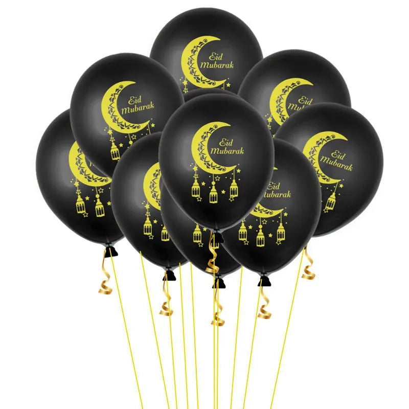10pcs Eid Mubarak Latex Balloon Balloons Ramadan Kareem Decoration Ramadan Mubarak Muslim Islamic Festival Party DIY Decorations