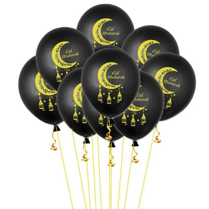 10pcs Eid Mubarak Latex Balloon Balloons Ramadan Kareem Decoration Ramadan Mubarak Muslim Islamic Festival Party DIY Decorations