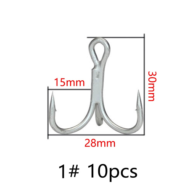 Balleo 5/10pcs Sharp Quadruple Reinforced Triple Anchor Hook Treble Three Fishing Hooks 4X Times Lure Three Fork Three Claw Hook